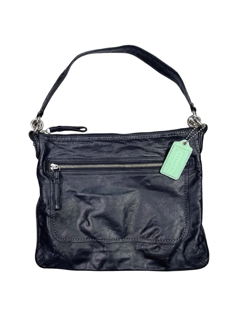 COACH Black Leather Poppy Perri Hippie Shoulder Bag K1294-22421 12.5” x 10” x 1”